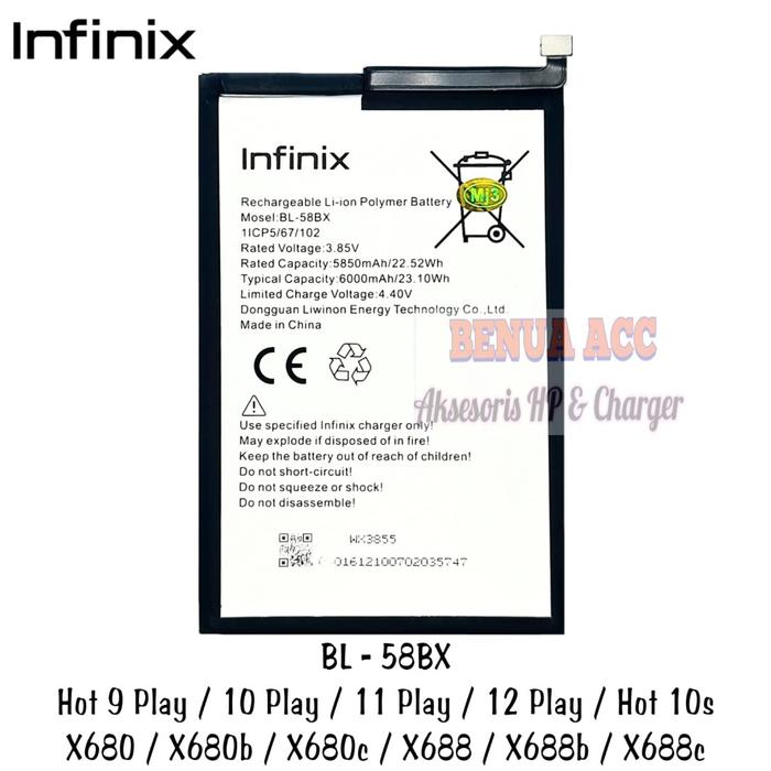 Gambar Baterai Batre Infinix Hot 11 Play BL-58BX Original dari Benua acc undefined Tokopedia
