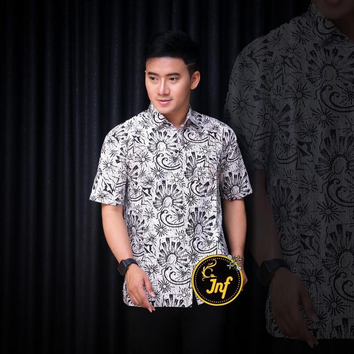 Gambar hem batik batangan klasik kemeja lengan pendek - JF 1, M dari Bimasakti_NEW undefined Tokopedia