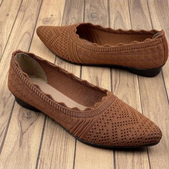 Gambar sepatu wanita balet rajut import - Cokelat, 38 dari firm4n jaya undefined Tokopedia