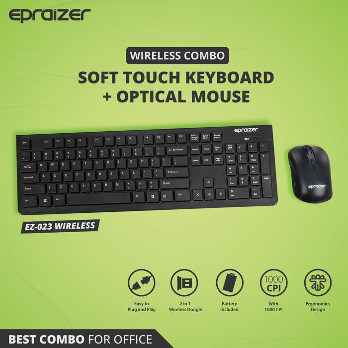 Gambar Mouse keyboard Epraizer EZ-023 Wireless - Hitam dari PT.SEMPURNA UTAMA undefined Tokopedia