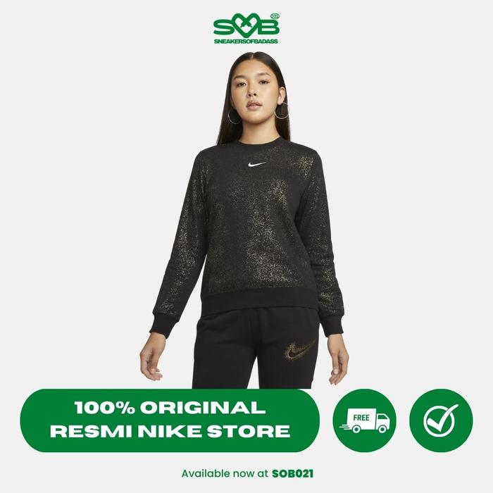 Nike Women Club Fleece Allover Print Crew-Neck Black DQ6773-010 di  Sneakers Of Badass Tokopedia