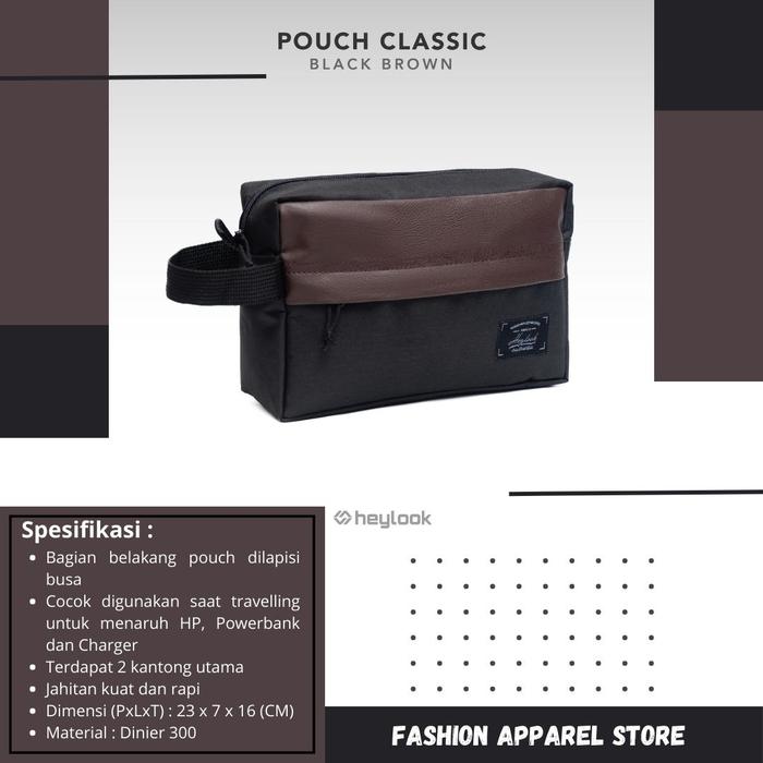 Gambar Pouch bag pria handbag clutch bag organizer bag tas aksesoris wanita - BLACK BROWN dari Fashion apparel store undefined Tokopedia