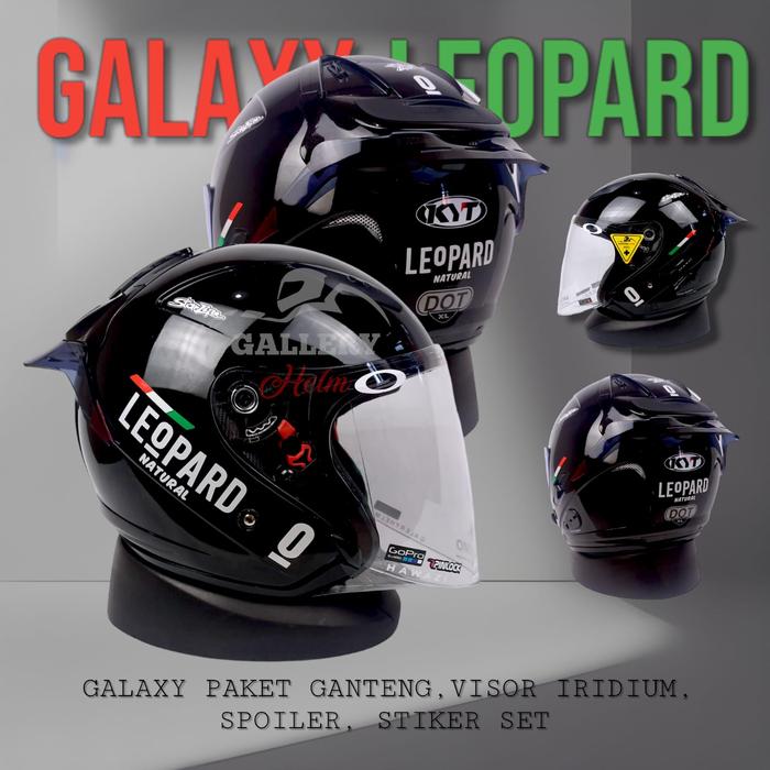 Promo KYT GALAXY FLAT R HITAM GLOSSY PAKET GANTENG LEOPARD HELM