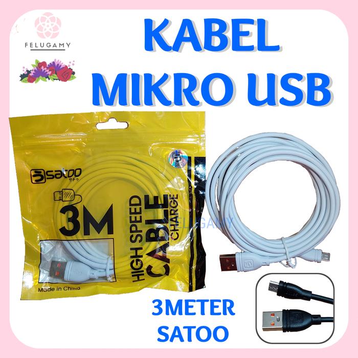 Gambar Kabel Mikro USB Panjang 3Meter 5Meter 10Meter Kabel Satoo CCTV Cable - PUTIH 3M KABEL dari Felugamy Store undefined Tokopedia