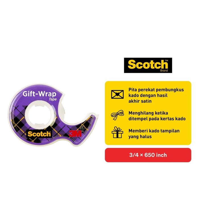 Gambar 3M Scotch CAT 15 Gift Wrap Tape with Dispenser dari Golden Thermal Jakarta undefined Tokopedia