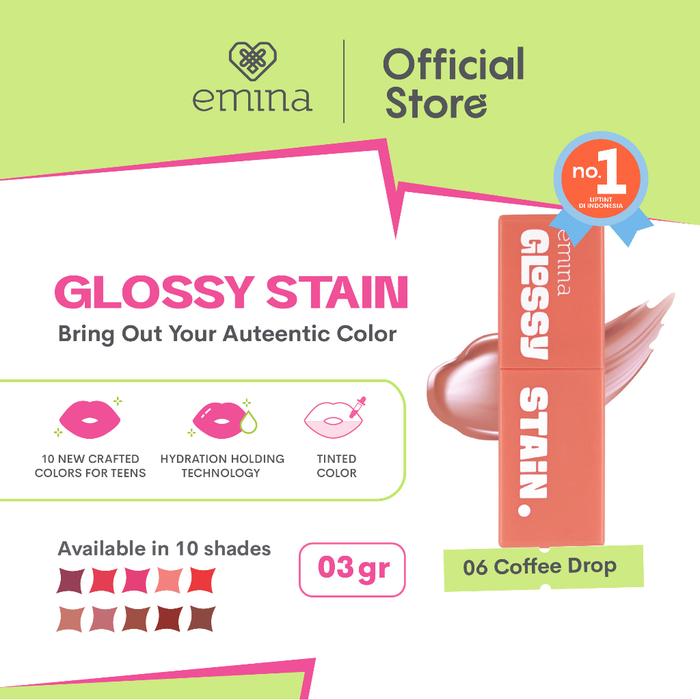 Gambar Emina Glossy Stain 3gr - Lipstick Melty Gel Lip Tint Glossy Finish - 06 Coffee Drop dari Hangvalen undefined Tokopedia