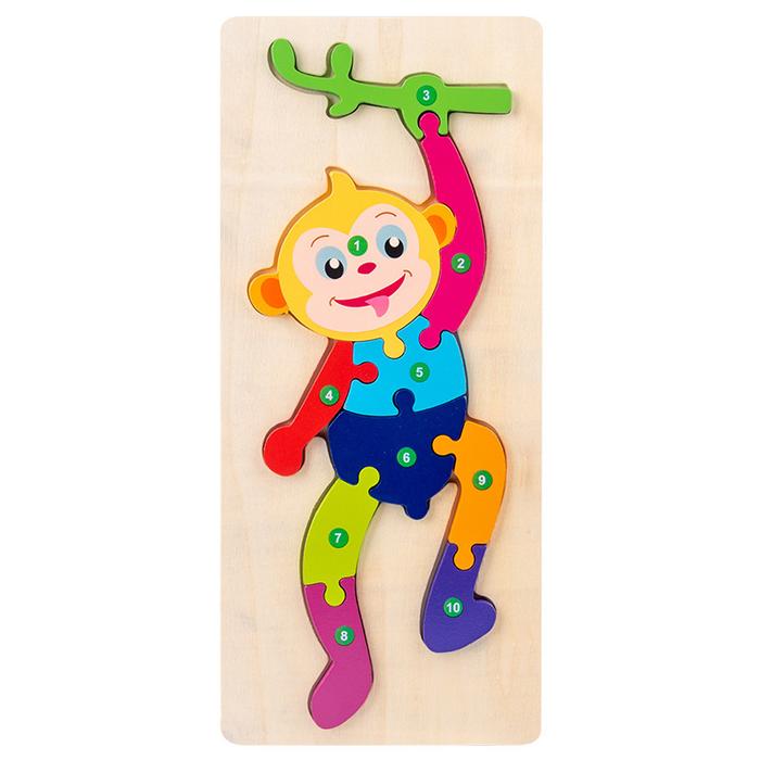 Gambar Mainan kayu Edukasi Puzzle blok kayu 3d Halus Asah otak anak pintar - Monyet dari DV CORPORATION undefined Tokopedia