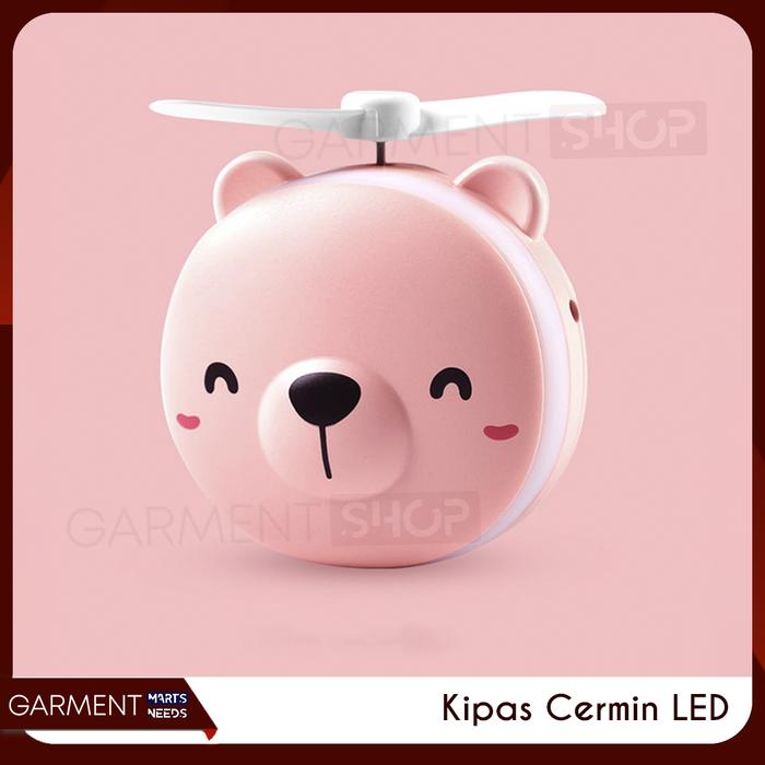 Gambar KACABI - Kipas Cermin Makeup LED 3in1 Karakter Mini Fan Mirror - 2. Beruang Pink, Bubblewrap dari Garment Sidoarjo undefined Tokopedia