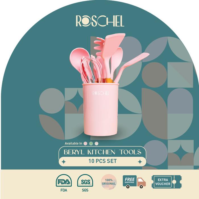 Gambar ROSCHEL Spatula Silicone BERYL 10 Pcs Set - Merah Muda dari amac electronic store undefined Tokopedia