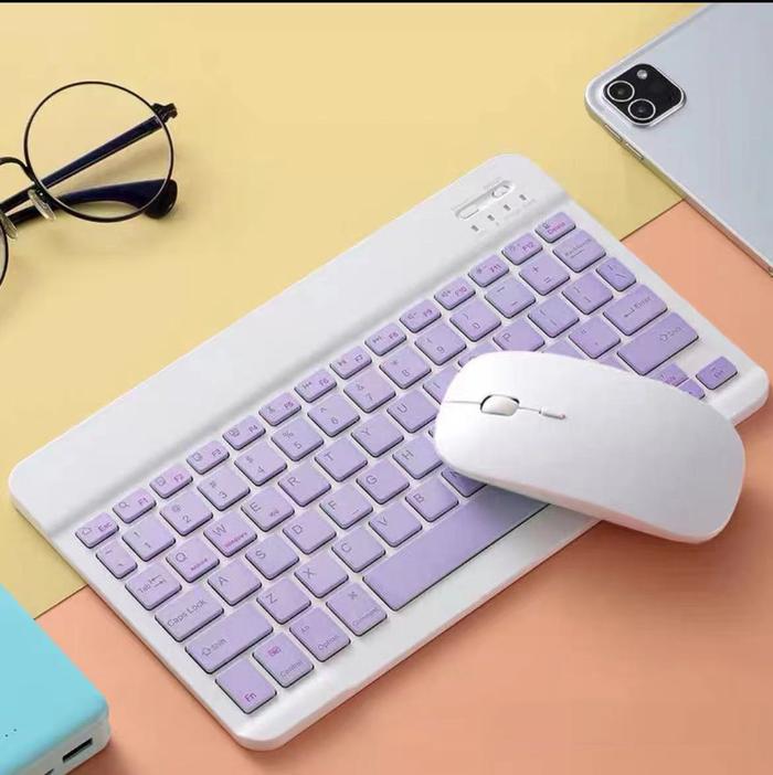 Gambar Keyboard Wireless Bluetooth 10 inch Mouse set Lightweight For iPad /Sa - kombinasi ungu dari kitasemuasuka undefined Tokopedia
