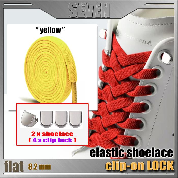 Gambar wide elastic shoe lace metal clip on lock - yellow dari M S undefined Tokopedia