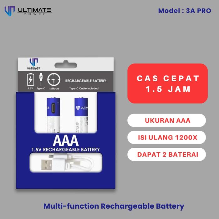 Gambar Ultimate Baterai Rechargeable Battery AA dan AAA 1.5V 1200x isi 2Pcs - AAA dari Ultimate Power Official undefined Tokopedia