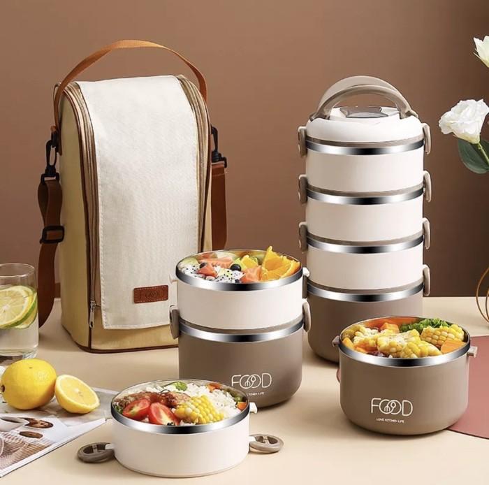 Gambar Lunch Box Bento Bekal Stainless Rantang 3 susun A51-3 4 susun A51-4 - 4 susun A51-4, coffee dari hoaline undefined Tokopedia