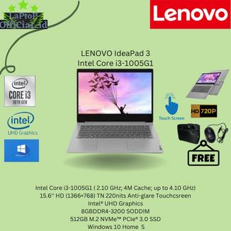 LENOVO IdeaPad Intel Core i3-1005G1 8GB/512GB SSD TOUCH WIN 10  4GB/256GB SSD di Laptop Official Id Tokopedia