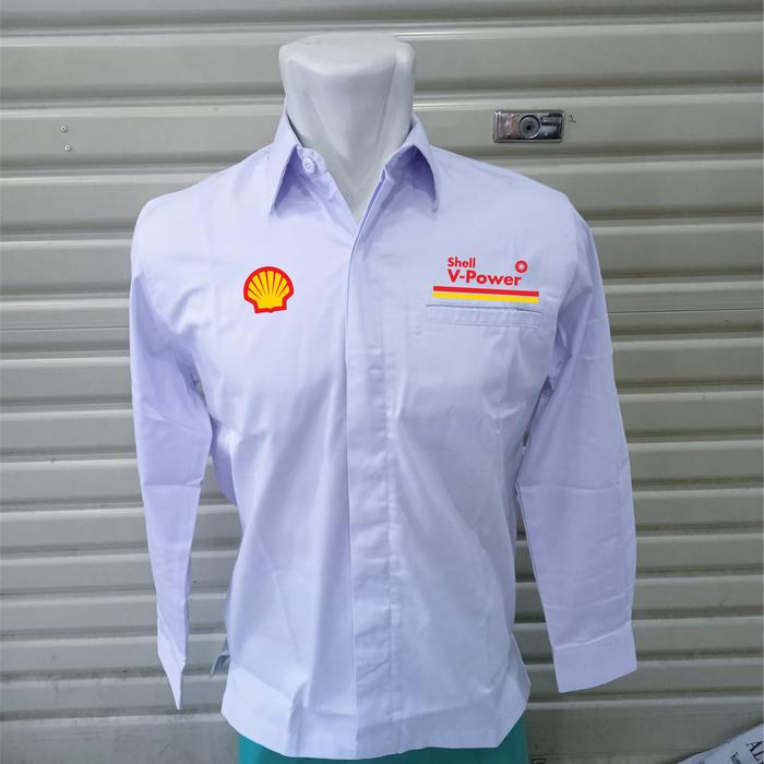 Shell Putih Jual kemeja shell V power seragam shell V power baju lengan panjang ...