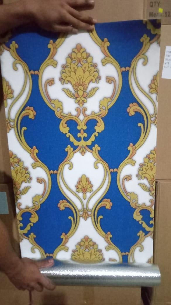 Gambar Home Wallpaper Foam Linen Roll - Dekorasi Kamar Tidur - Batik Biru dari AnnCustomShop undefined Tokopedia
