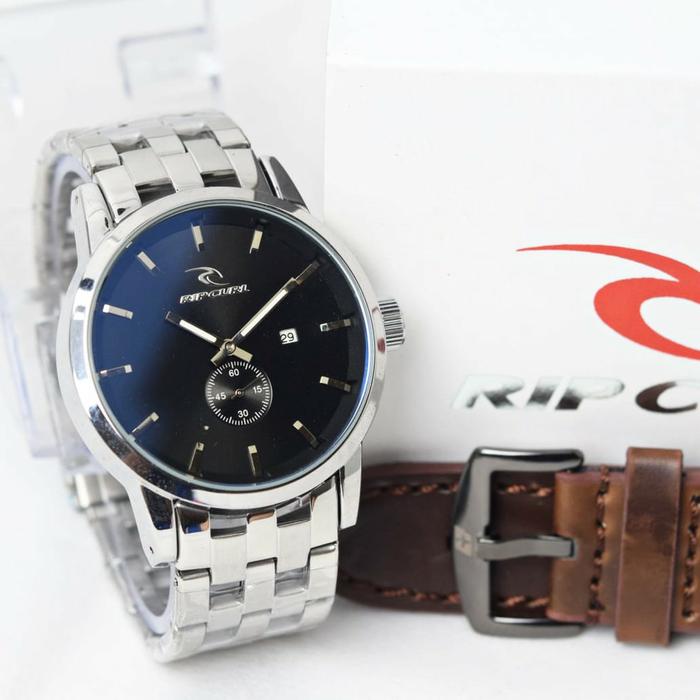 Gambar Jam Tangan Pria Ripcurl-Detroit Free Tali Kulit Warna Pilihan - Silver Hitam dari Grosir.Pratama undefined Tokopedia