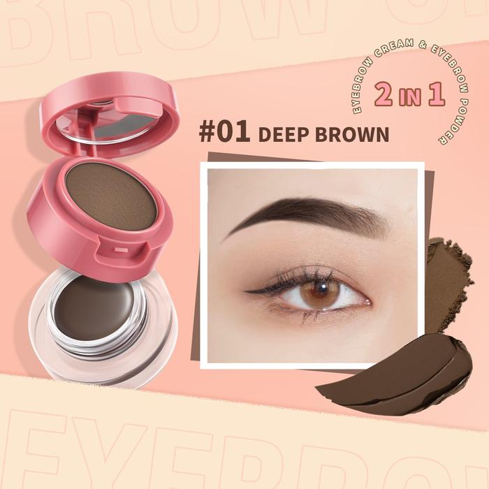Gambar PINKFLASH 2-in-1 Eyebrow Cream & Powder Gel pomade Eyeliner Waterproof - #01 DARK BROWN dari Mahdaly House of Beauty undefined Tokopedia