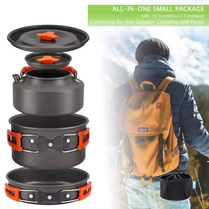 Gambar cooking set ds308 nesting camping alat masak pendaki - DS308 dari Boncabe Outdoor undefined Tokopedia