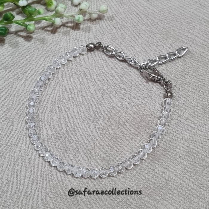 Gambar Gelang Wanita Kristal Adjustable Aksesoris Perhiasan Tali Extender - Putih Bening dari Safarazcollections undefined Tokopedia