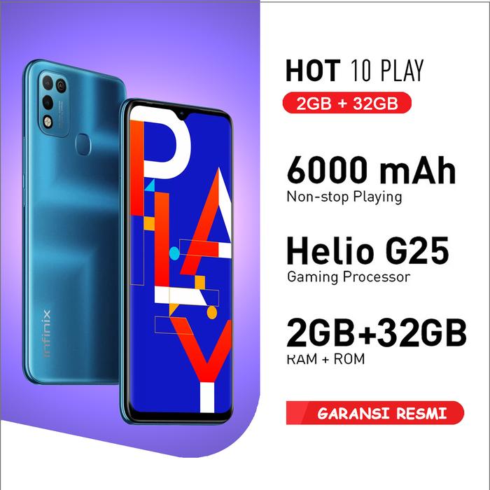 Gambar infinix hot 10 play 2/32gb Ram 2gb Rom 32gb Garansi Resmi - aegean blue dari Elite Phone Cell undefined Tokopedia
