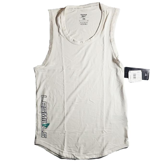 Jual Reebok Les Mills Lesmills White Side Graphic Muscle Tank Top