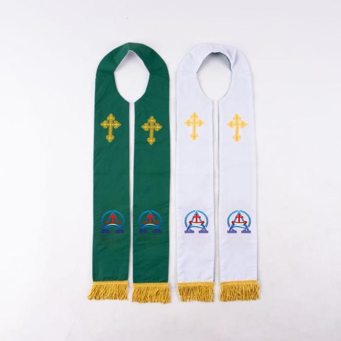 Gambar GKI/Gereja Kristen Indonesia - Stola Bordir - Cotton Tropical - JMB - HIJAU PUTIH dari Jos Miracle Bandung 7051 undefined Tokopedia