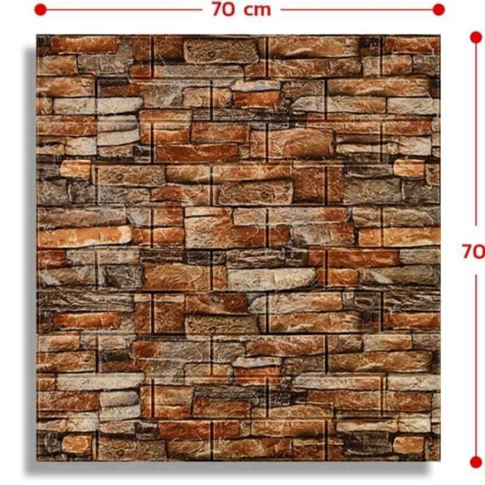Gambar Wallpaper 3D Foam Batu Alam Dekorasi KAMAR RUMAH TERMURAH - Orange, 70x77cm dari Hallogan indonesia undefined Tokopedia