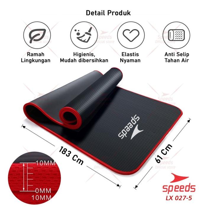 Gambar Matras Yoga NBR SPEEDS Jahit 10MM Yoga Matt Matras Senam Tebal 10 mm - HITAM LIST MERA dari seventh sport undefined Tokopedia