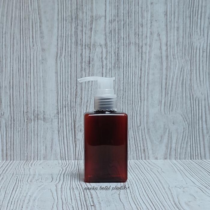 Gambar BOTOL PLASTIK COKLAT PET 100ML KOTAK TUTUP PUMP - Tutup Bening dari aneka botol plastik-1 undefined Tokopedia