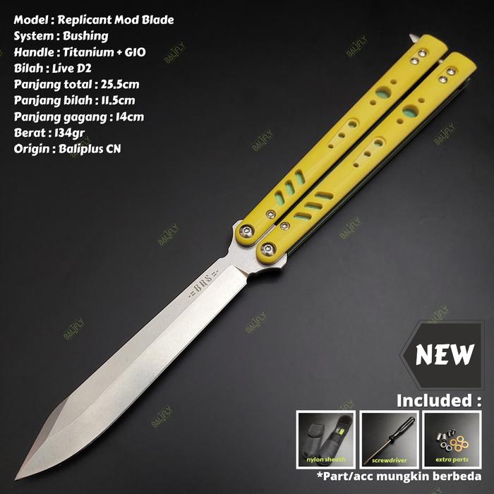 Gambar Balisong Butterfly Knife Replicant - Yellow Alt dari BaliFly undefined Tokopedia