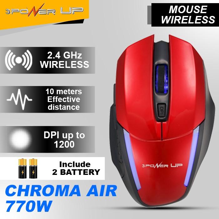 Gambar Mouse Wireless Silent 3 Power Up Chroma 770W Nano USB 2.4 GHz 1200 DPI - Merah dari SET Gaming Gear Official undefined Tokopedia