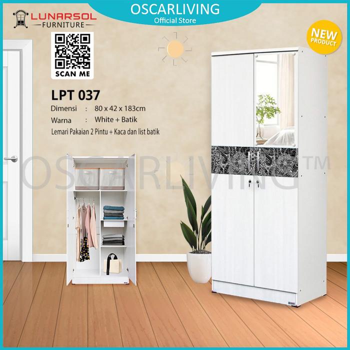Gambar Lunar LPT 037 Lemari Pakaian 2 Pintu + Kaca Dan List Batik Warna Putih dari OSCAR LIVING undefined Tokopedia