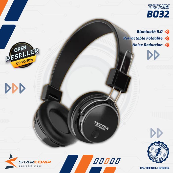 Gambar Tecnix HP-B032 Headphone Wireless Bluetooth 5.0 Adjustable - Hitam dari Starcomp Origin undefined Tokopedia