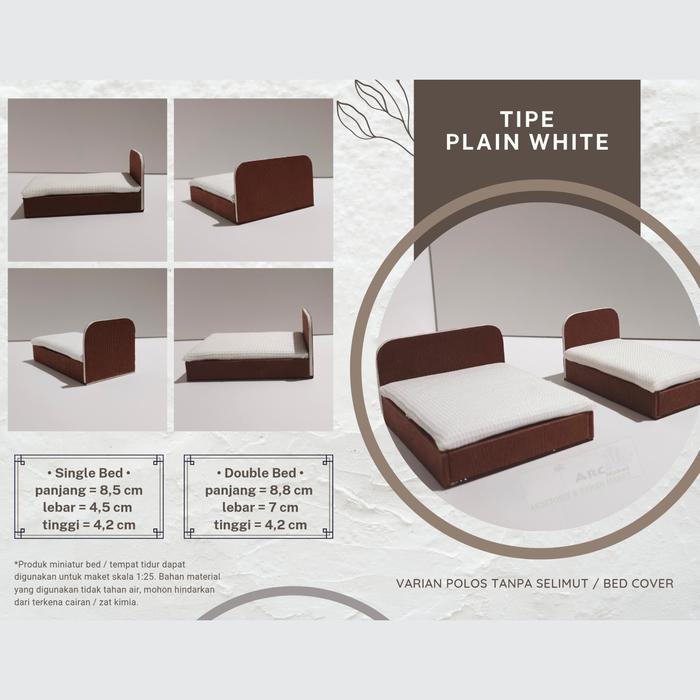 Gambar MINIATUR BED / TEMPAT TIDUR SKALA 1:25 UNTUK MAKET INTERIOR ARSITEKTUR - PLAIN WHITE, SINGLE BED dari ARC Maket undefined Tokopedia