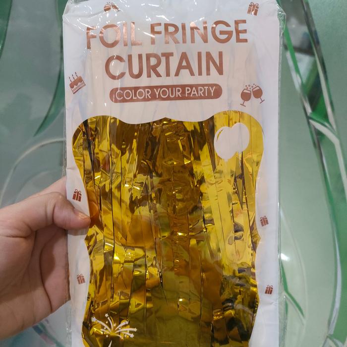 Gambar Tirai Foil Rumbai / Curtain Selinger Foil / Backdrop Foil - Gold dari Crystall Puding dan Cake undefined Tokopedia