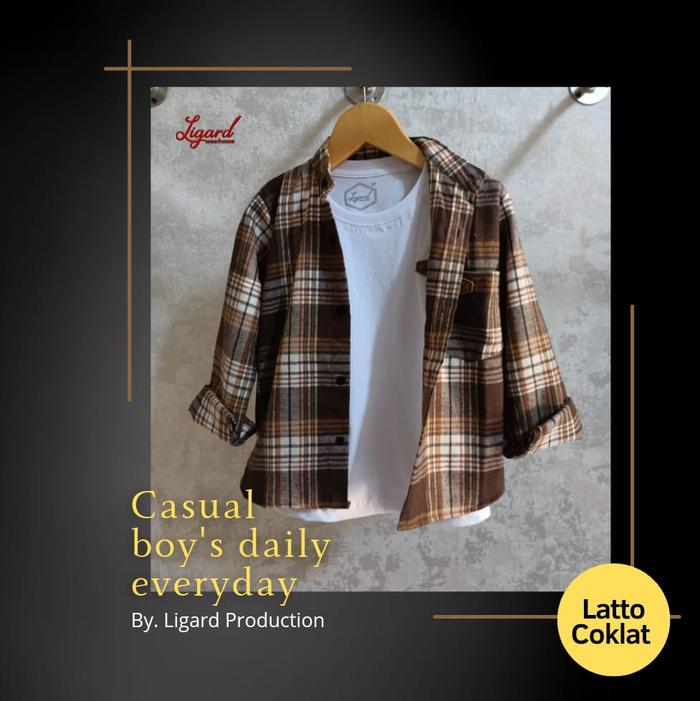 Gambar kemeja anak Latto Ligard kemko flanel lengan panjang kotak tartan 1-6 - Latto Coklat, S 1-2 tahun dari Ligard Wearhouse undefined Tokopedia