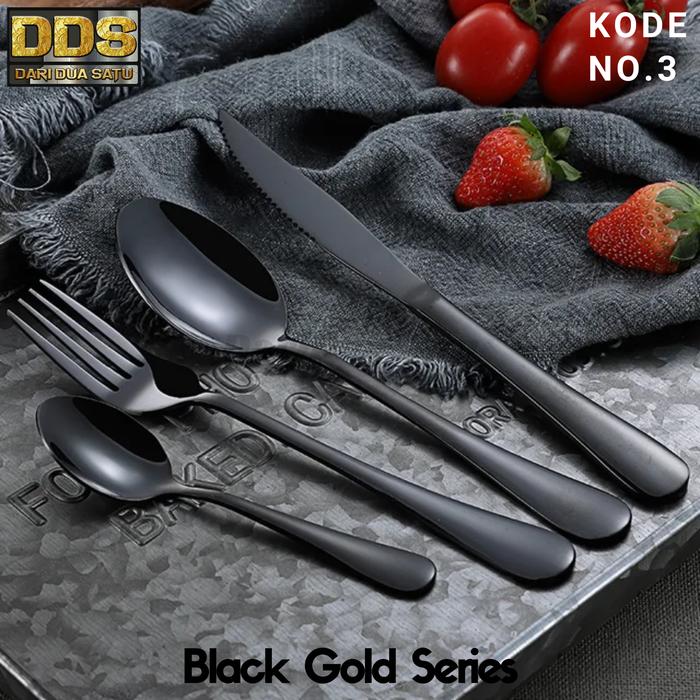 Gambar Sendok Garpu Sumpit Pisau Set Stainless Korea Alat Makan Cutlery Set - BlackGlosy No.3 dari DariDuaSatu undefined Tokopedia