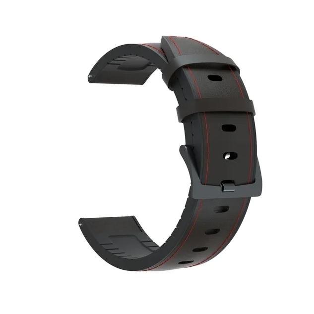 Gambar STRAP SAMSUNG GALAXY WATCH 5 40 44MM / 5 PRO LEATHER KULIT RUBBER - BLACK RED dari Jktmanshop undefined Tokopedia