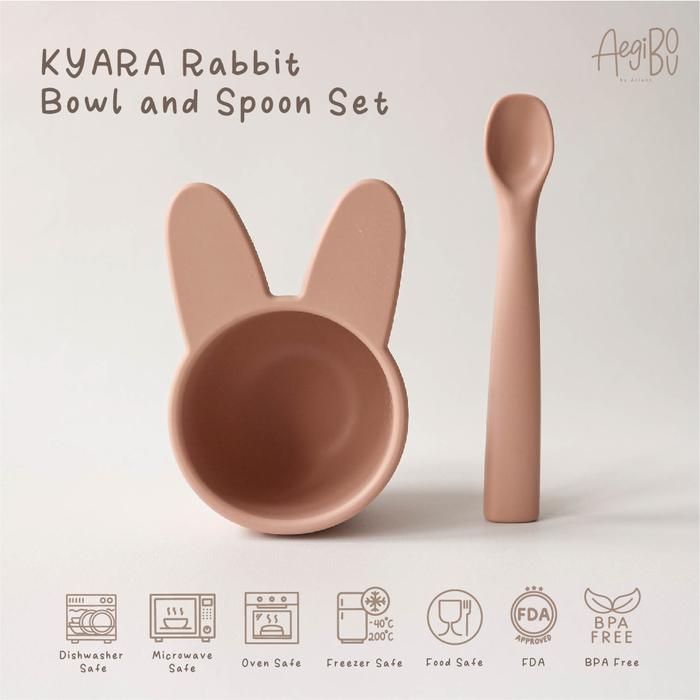 Gambar Aegibou Kyara Rabbit Bowl and Spoon Set |Mpasi Set Mangkuk Sendok Bayi dari Aegibou by Arians undefined Tokopedia