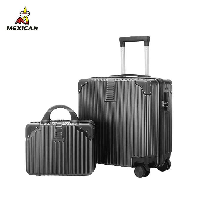 Gambar MEXICAN KOPER PILOT 18+14 INCH CABIN SIZE SUPER PREMIUM MATERIAL PC - Hitam, 18 INCH dari Mexican Official store undefined Tokopedia