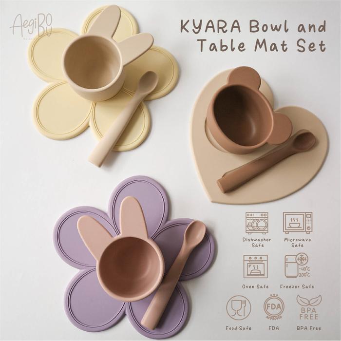 Gambar Aegibou Kyara Bowl and Table Mat Set | Alat Makan Bayi Silicone Mpasi dari Aegibou by Arians undefined Tokopedia