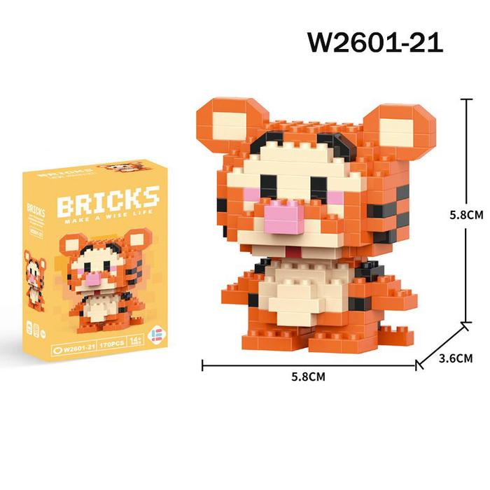 Gambar Mainan Balok Susun Block Blok Brick Puzzle Edukasi Anak Karakter - Harimau dari Toko Papin undefined Tokopedia
