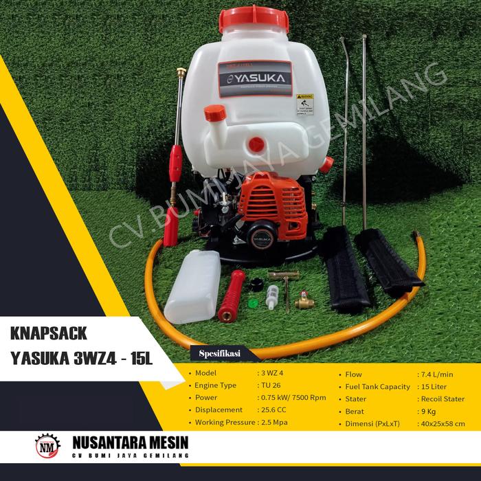 Gambar MESIN SEMPROT HAMA / KNAPSACK POWER SPRAYER YASUKA 3WZ4 15 LITER dari CV BUMI JAYA GEMILANG undefined Tokopedia