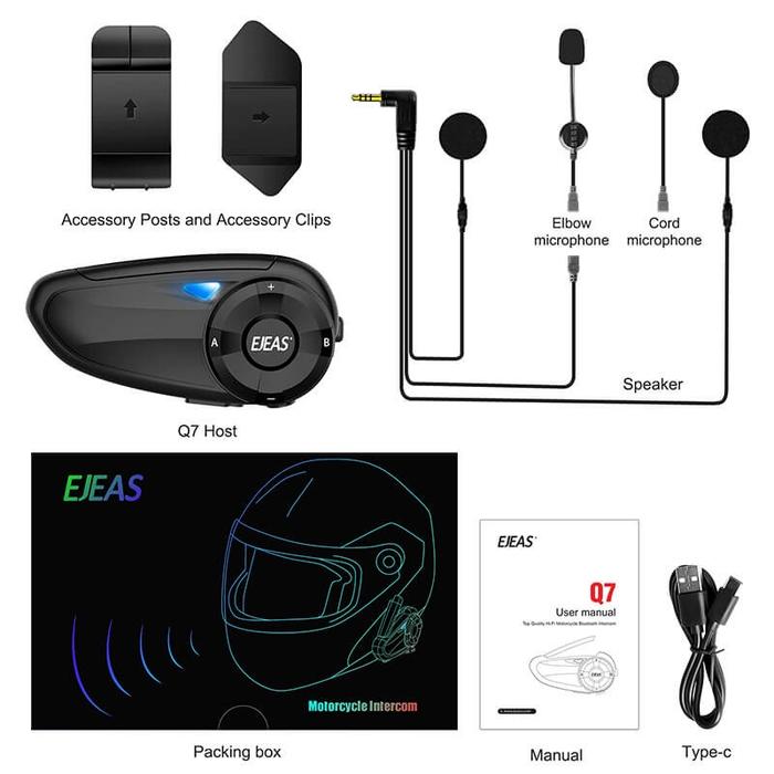 Gambar ejeas q7 bluetooth 5.0 fm intercom dari Vstore Bali undefined Tokopedia