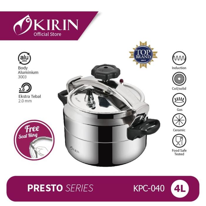 Gambar PANCI PRESTO KIRIN KPC SERIES PRESSURE COOKER/KIRIN Presto Kapasitas 4 liter - 12 Liter - 4 LITER/KPC 040 dari TOKO JAWA ELECTRIK undefined Tokopedia