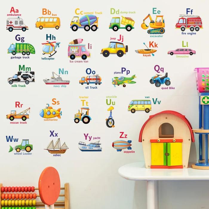 Gambar Wall stiker Dinding Kamar Anak Abjad ABC Alphabet Train Belajar Huruf Wallstiker Edukasi Sekolah Sticker Wallpaper - Alphabet Car dari Poepoecollection undefined Tokopedia