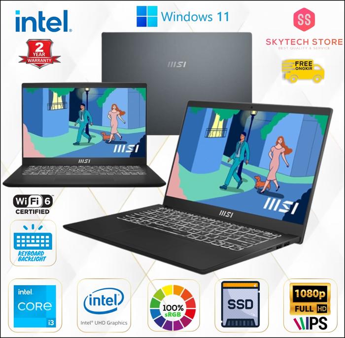 Gambar LAPTOP MSI MODERN 14 I3 1115G4 8GB 512GB FHD IPS WINDOWS 11 100%SRGB - Black, non paket dari SKYTECH STORE ID undefined Tokopedia