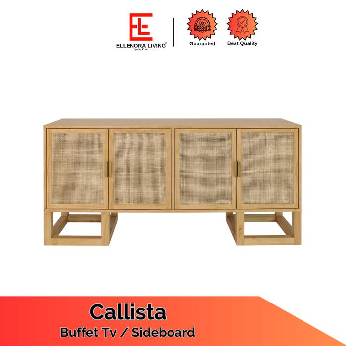 Gambar buffet tv minimalis jati rotan Callista media console minimalis modern dari Ellenora Living undefined Tokopedia