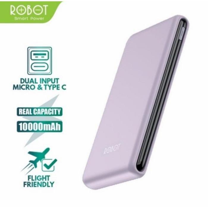 Gambar PowerBank ROBOT 10000mAh RT180 PB Dual Input Port Type C & Micro USB - Purple dari Akar Jaya Bandung undefined Tokopedia